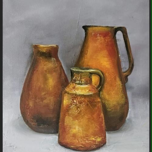 Orange Pottery / Oranžiniai indai Still Lifes Artist: Lilija Kavaliauskiene